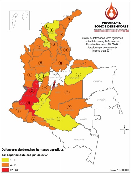 Mapa agresiones defensores DDHH